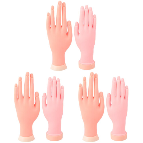 6 Pcs Manicure Practice Hand Model With Pluggable Nail Plates Rubber 1