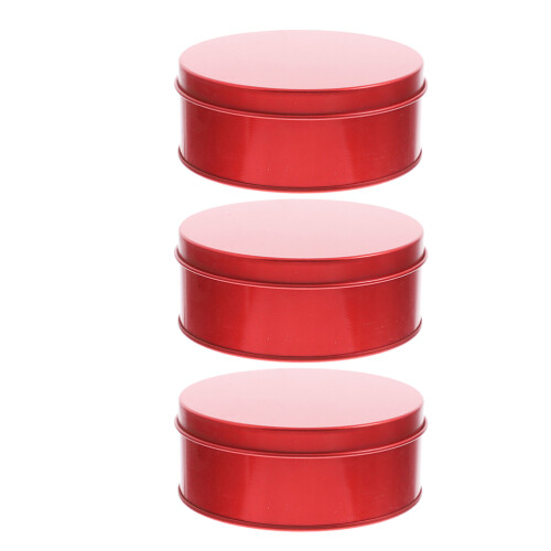 6Pcs Versatile Red Round Tin Storage Boxes for Candy Cookies Snacks 2