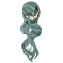 Perucă de cosplay pentru femei, perucă de costum buclată spiralată din fibră sintetică rezistentă la căldură cu breton, perucă lungă verde