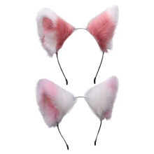 Tiara de cosplay de animais em pele sintética macia com ajuste de posição das orelhas, design com orelhas peludas e elástico, ideal para