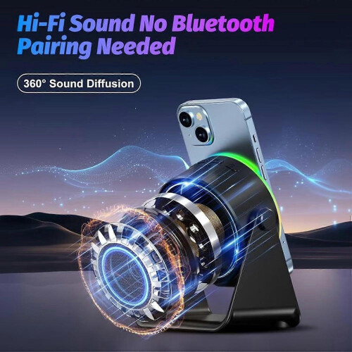 (Black) 4-in-1 360 Rotating Bluetooth Speaker Stand 1