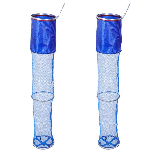 2Pcs Lightweight Blue Nylon Fishing Basket Foldable Fish Guard Net 2