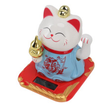 Lucky Waving Cat Light Ornament Plastic Blue Auto-Waves 10.5x9.5x8.5cm
