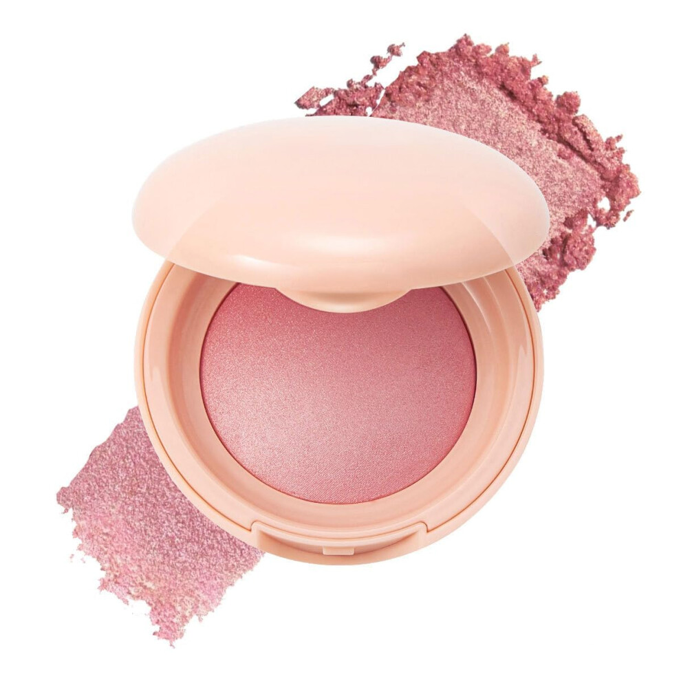 Blush Palette with Baked Highlighter for All Skin Tones, Long Lasting Buildable Glow, 3#