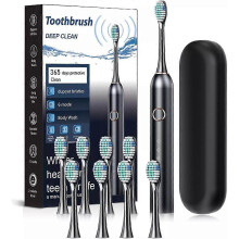 (4 Replace Heads, black) Blusongdeal Toothbrush,Electric Toothbrush for Adults