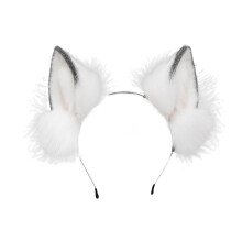 Accessorio per costume da festa con fascia regolabile, fascia per cosplay con orecchie di animali in pelliccia sintetica pieghevoli, vestibilità