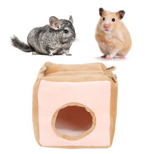 Maison pour animaux de compagnie en velours doux de qualité supérieure avec crochets de suspension, conception fermée, lit couvert pour hamster,