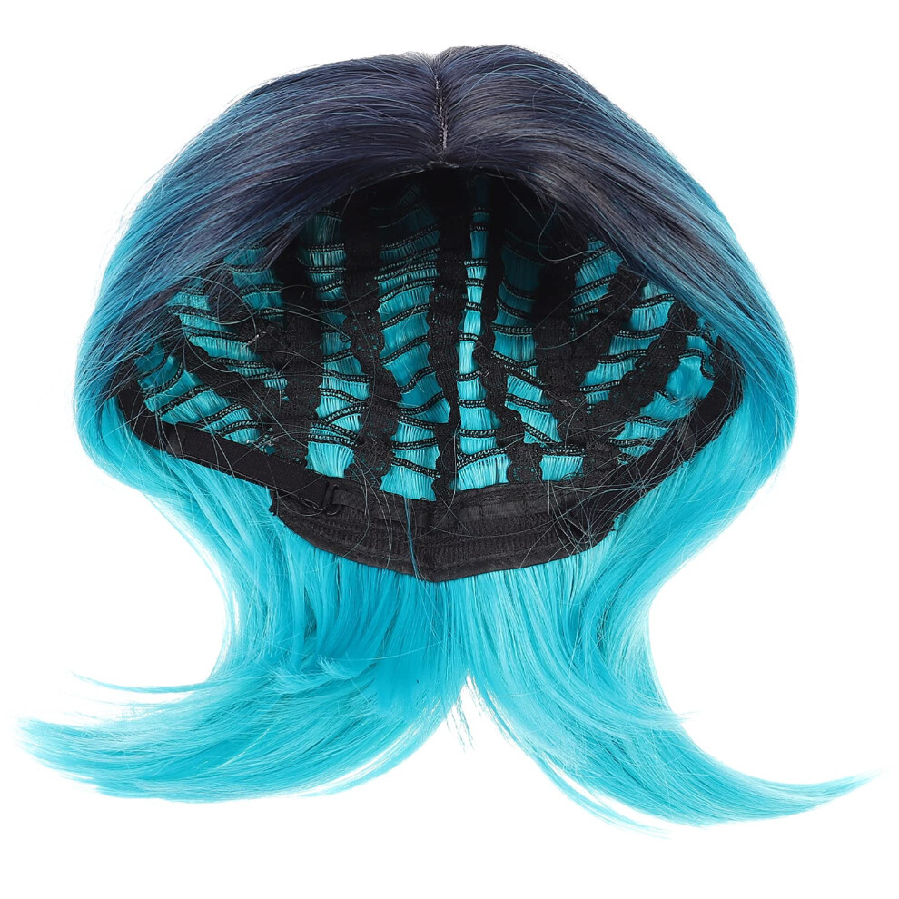 Blue Gradient Bob Wig for Women Breathable Synthetic Short Cosplay Hair for Halloween Parties