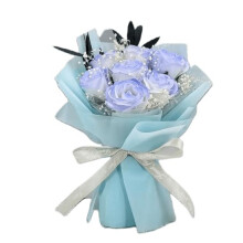 Blue Soap Flower Bouquet Gift with Scented Artificial Rose Soap for Wedding and Home Décor