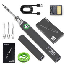 (grey) Wireless Portable Soldering Iron Kit, Rechargeable Soldering Pen with Iron Tip
