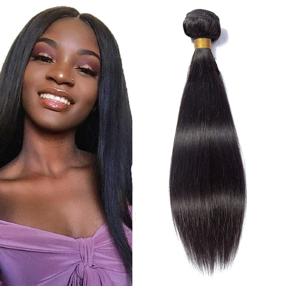 Unisex 18 Inch Straight Brazilian Virgin Human Hair Bundle With Natural Cuticle Alignment Double Weft