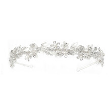 Bentiță din aliaj floral pentru mireasă, bandă de păr cu cristal, design elegant, ușoară, decorațiune florală pentru păr pentru nunți,