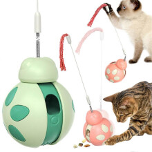 (green) Pet Supplies New Explosion Teaser Cat Stick Tumbler Balance Car Relieve Boredom Ladybird Beetle Cat Toys