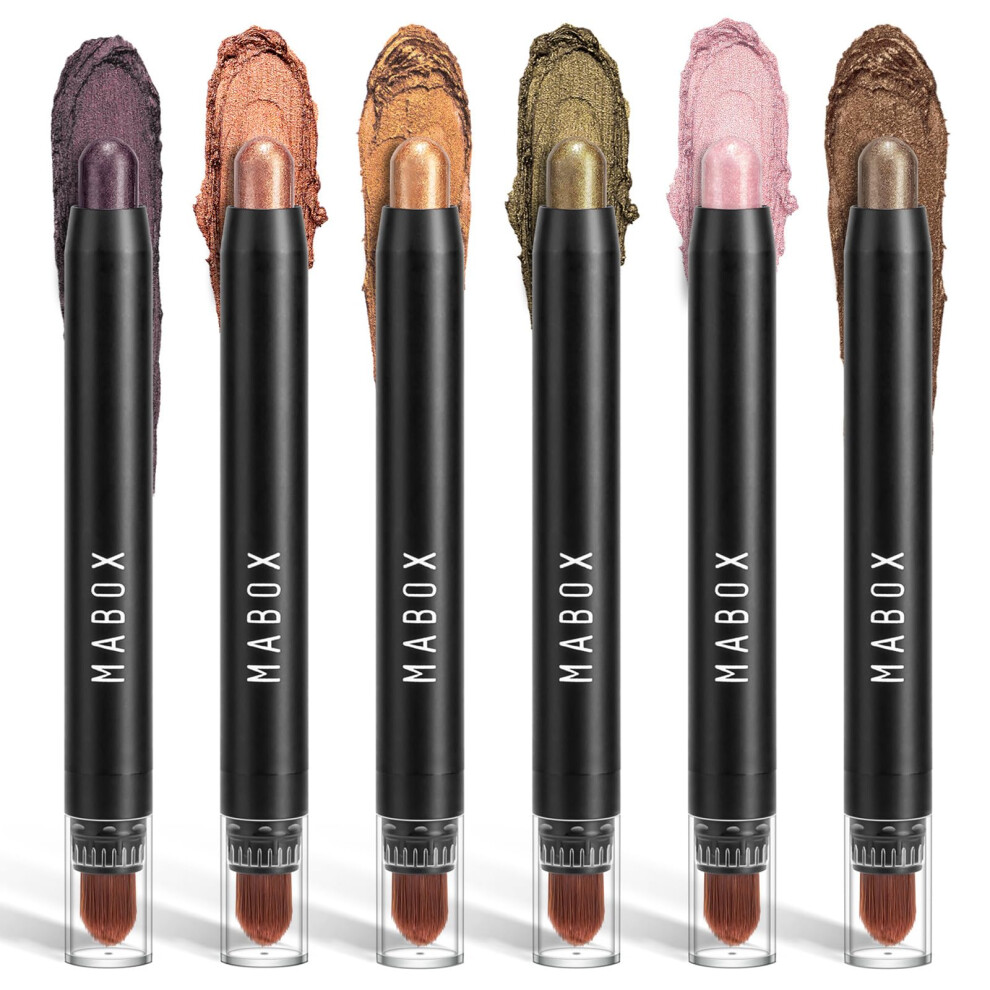 Cream Eyeshadow Stick Set 6Pcs Waterproof Long Lasting Eyeshadow Pencil Shimmer And Matte