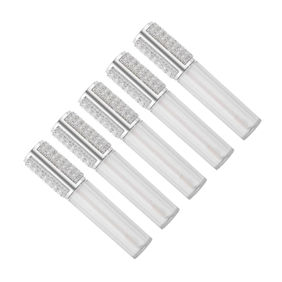 Clear 5Pcs 5Ml Refillable Lip Gloss Tubes With Wand Applicator, Travel Size Empty Lip Balm Containers