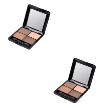 2pcs Matte and Pearlescent Brown Eyeshadow Palette with Mirror for Natural and Evening Looks