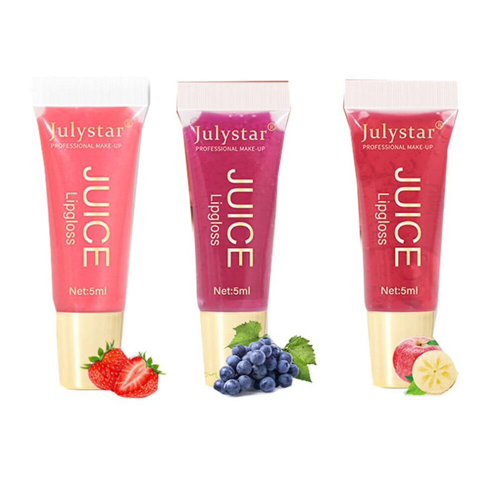 Red Lip Balm 3 Pack Tinted Gloss Oil Deep Hydration Nonsticky Plumping Lip Care Set