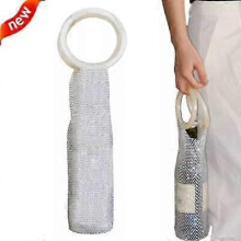 (White Handle) Exquisite Handwoven Diamond Red Wine Bag with Czech Diamond Handle