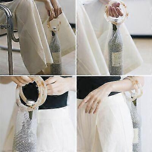(White Handle) Exquisite Handwoven Diamond Red Wine Bag with Czech Diamond Handle 1