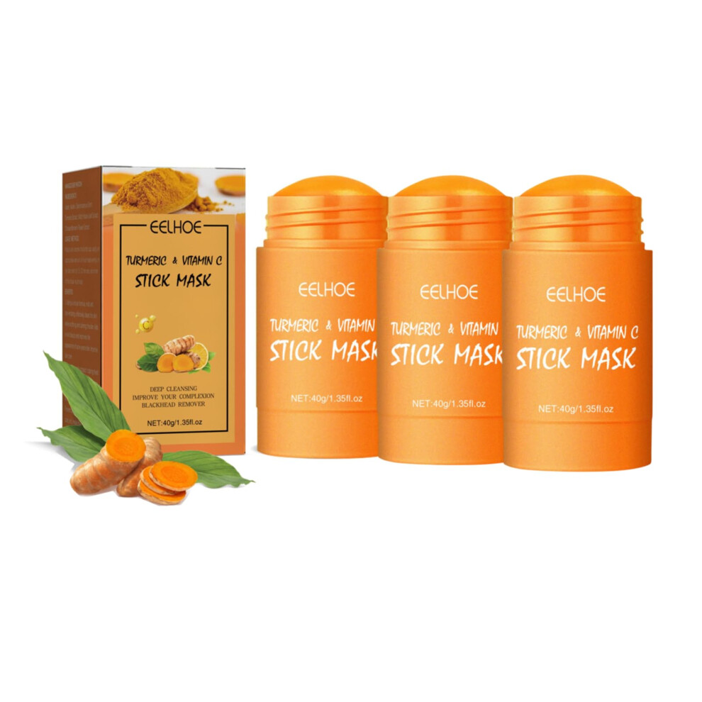 Turmeric Clay Stick Mask with Vitamin C, Organic Deep Pore Cleansing and Brightening Skin Set 3pcs