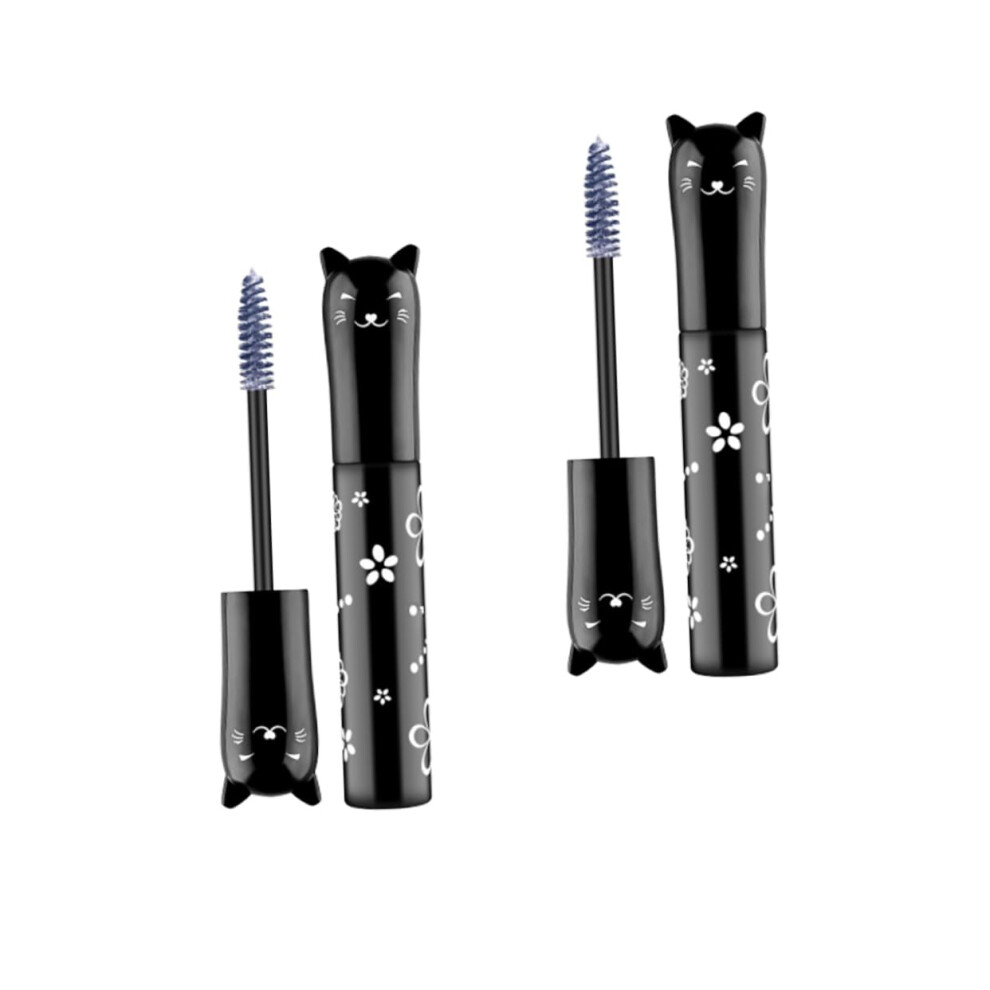 White 2Pcs Waterproof Colored Mascara Set With Quickdry Lengthening Curling Brush