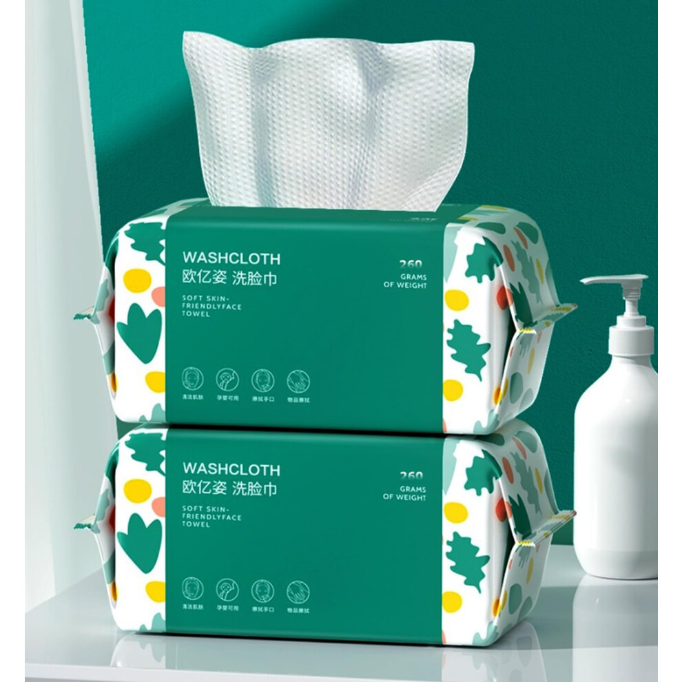 Cotton Facial Dry Wipes 200 Count, Soft Natural Cotton Disposable Face Towels for Skincare, 2 Pack