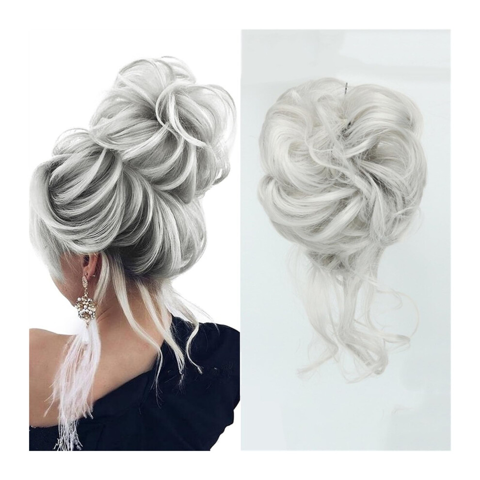 Unisex Messy Bun Hair Piece Wavy Curly Hair Bun Extension With Rubber Band For Instant Volume Boost