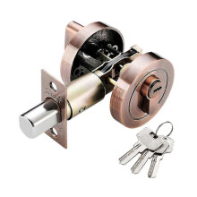 (Red Copper) Modern Sturdy Single Cylinder Deadbolt Lock for Front Door Security, Invisible Keyed Entry Door Lock