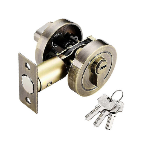 (Bronze) Modern Sturdy Single Cylinder Deadbolt Lock for Front Door Security, Invisible Keyed Entry Door Lock