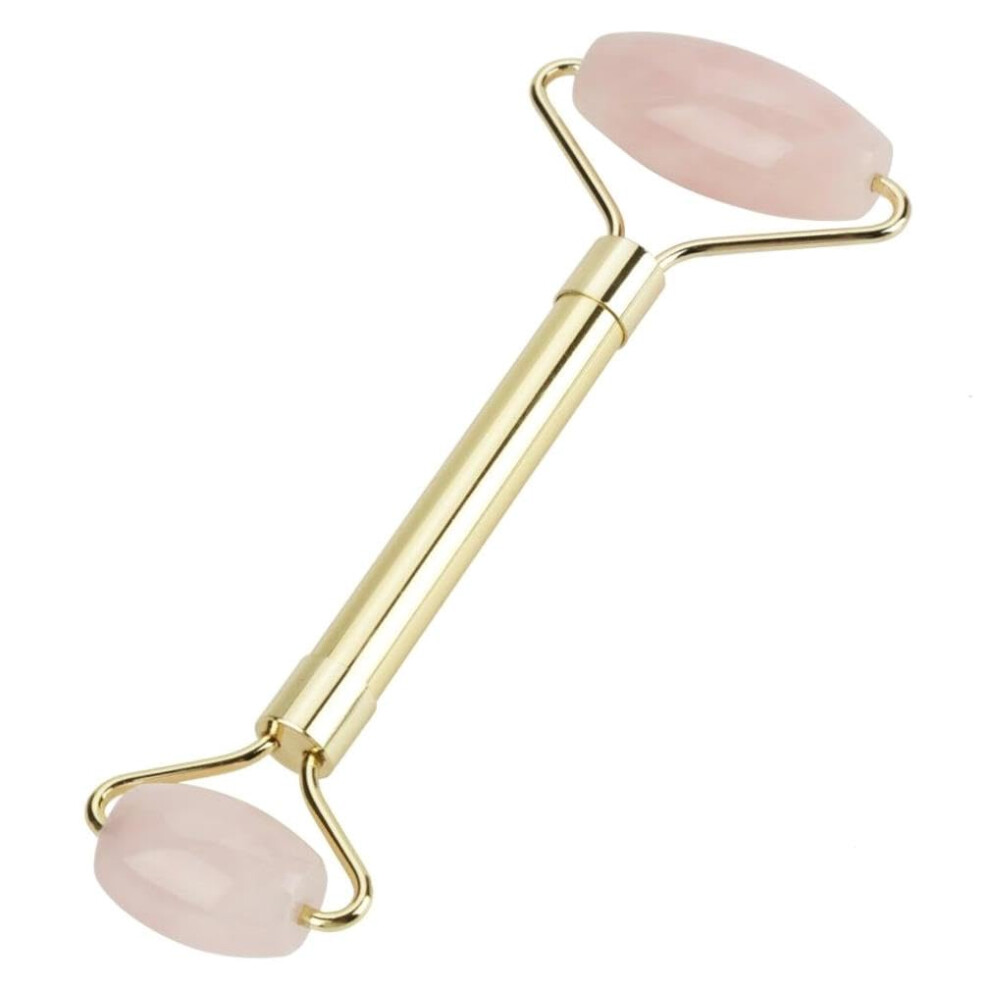 Rose Quartz Jade Roller DualEnded Facial Massage for Puffiness Wrinkles and Skin Rejuvenation