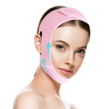 V Line Face Lifting Mask Double Chin Reducer V Shaped Slimming Strap for Women and Men Pink