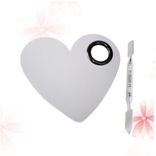 HeartShaped Stainless Steel Makeup Mixing Palette with Spatula for Foundation Lipstick Pigments