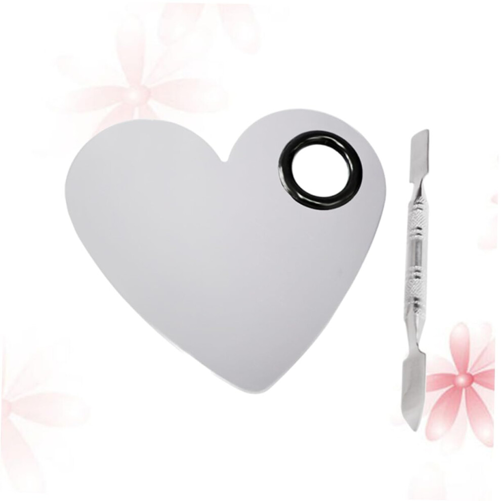 HeartShaped Stainless Steel Makeup Mixing Palette with Spatula for Foundation Lipstick Pigments