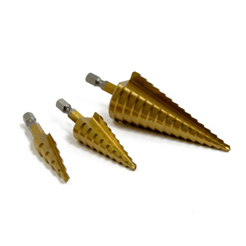 WOLF 3pc Step Drill Bit Set for Sheet Metal Plastic & Steel Wolf Trade