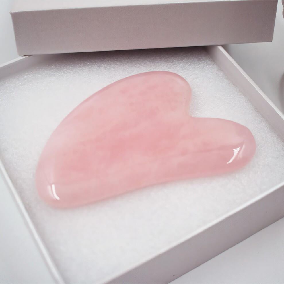 Rose Quartz Gua Sha Facial Tool HeartShaped Massager for Face Sculpting and Tension Relief