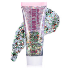 Scarlet Green Face and Body Glitter Gel with Chunky Sparkle, 50ml Festival Rave Party Shimmer