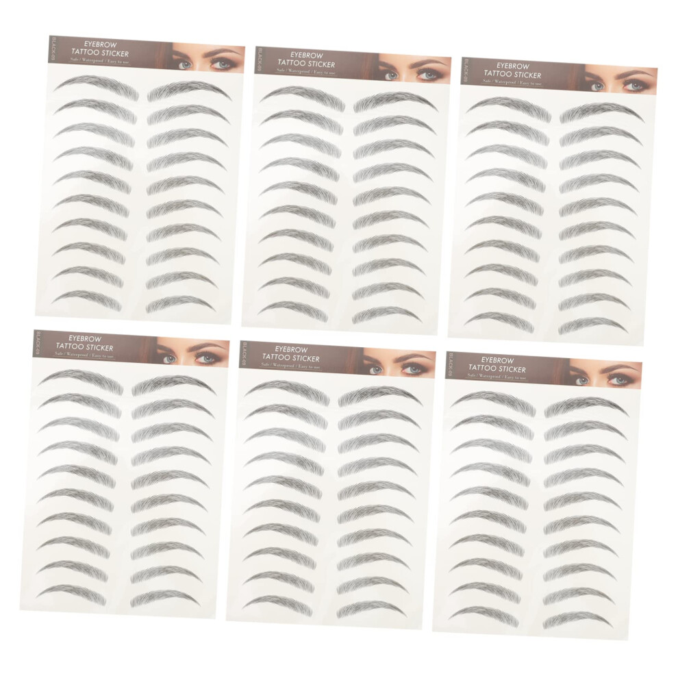 Black 12Pcs Eyebrow Tattoo Stickers Realistic Temporary Eyebrow Tattoos For Natural Longlasting Look