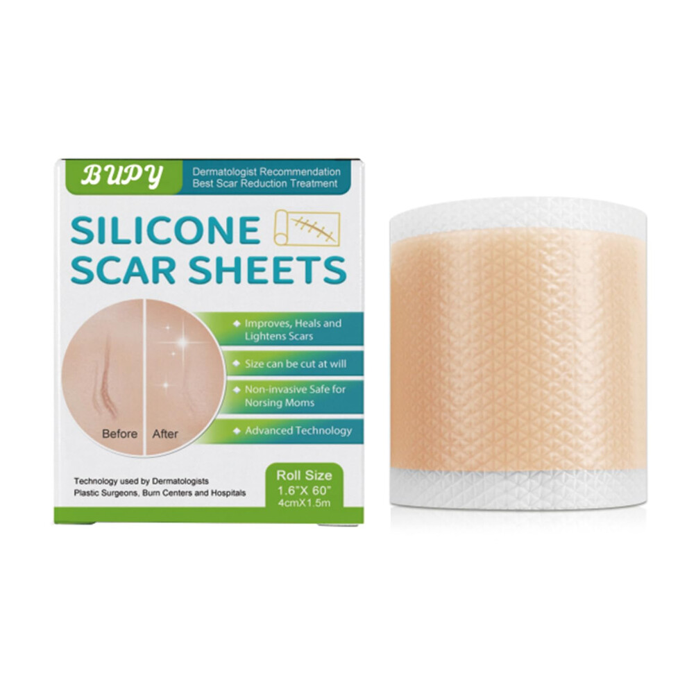 Brown Silicone Scar Tape 1.6In X 60In Roll For Scar Removal, Reusable Sheets With Custom Cut Fit