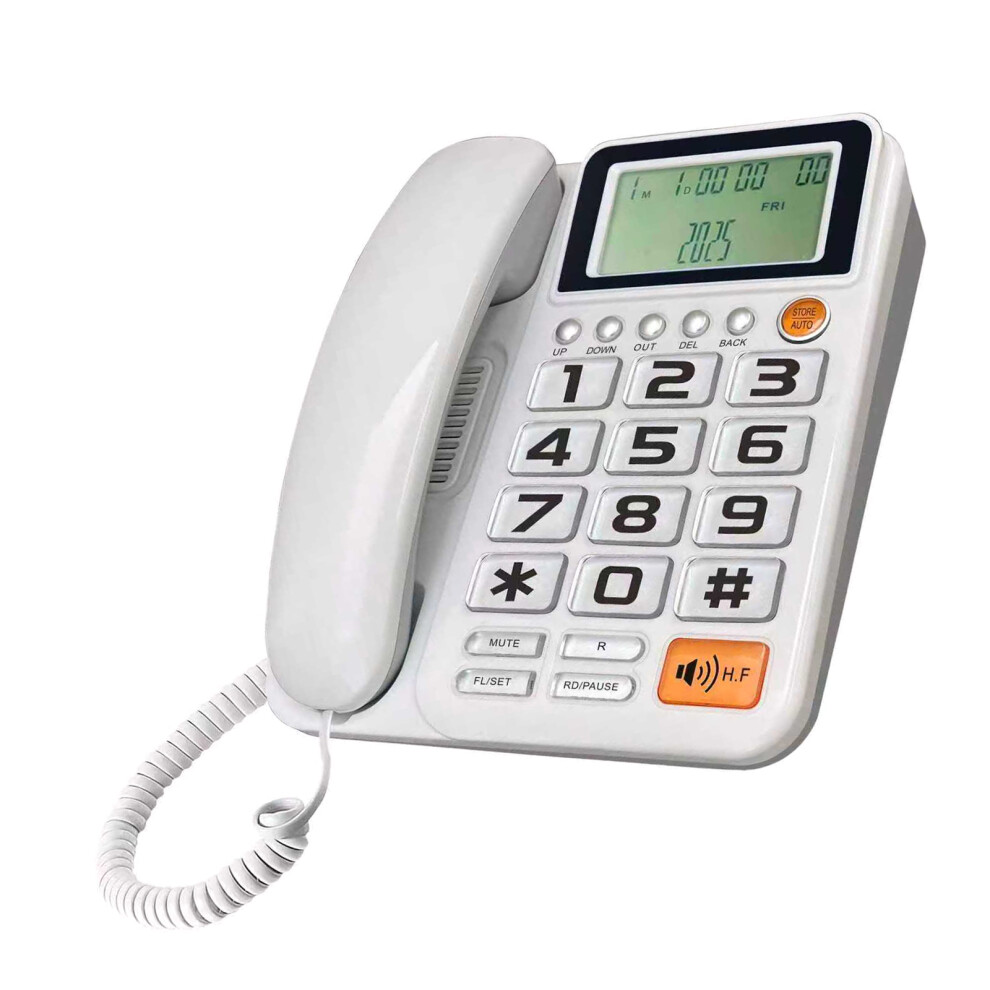 Corded Telephone Basic Landline Phone For Seniors Analog- White 7704000921343