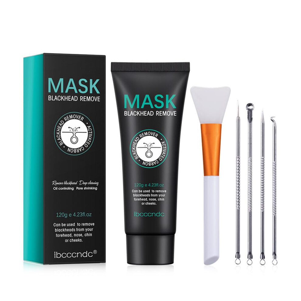Blackhead Remover Mask Kit with Tools, Charcoal Peel Off Deep Pore Cleansing Face Mask 120g