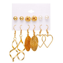 Lightweight Dangle Drop Earrings for Women, Double Linear Loops Design Mirror Effect 18K Gold Plated Chic Twist Shape Fashion Earrings Set,