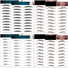 Eyebrow Tattoo Stickers Waterproof 4D HairLike Temporary Eyebrow Tattoos 76 Pairs Brown Black
