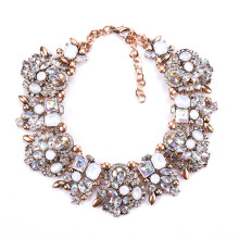 Chunky choker för kvinnor, kristallhalsband vintage strass uttalandehalsband modesmyckesset med hängande örhängen, miljövänlig legering metall