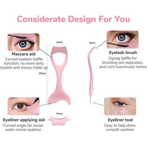 SmudgeProof Silicone Mascara Shield Guard Pink Eyelash Applicator Tool for Precise Makeup 1