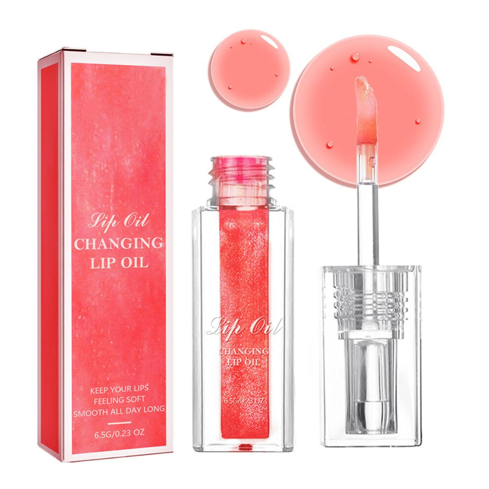 Red Color Changing Lip Oil Temperature Reactive Tinted Lip Oil With Moisturizing Nonsticky Gloss