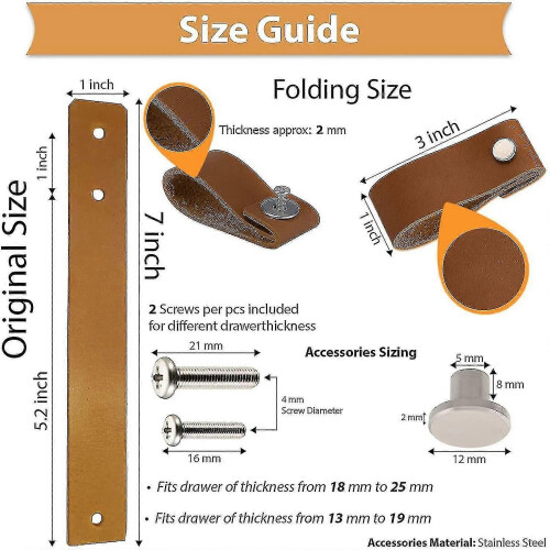 Leather Drawer Pulls 8 Pcs Leather Dresser Knobs Handmade Pure Leather Handles for Cabinet Doors An Tw 2