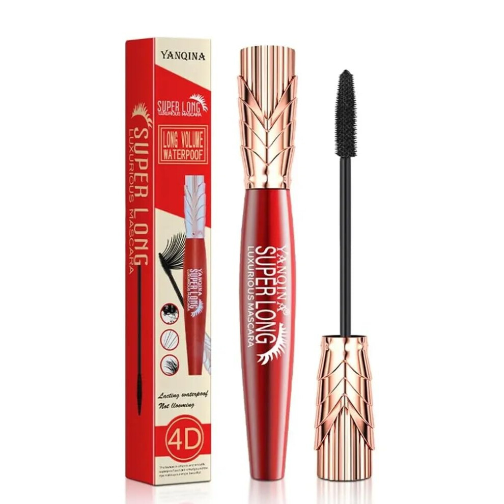 Black 4D Waterproof Mascara For Volume Curl And Lengthening Lashes Smudge Resistant Long Wear
