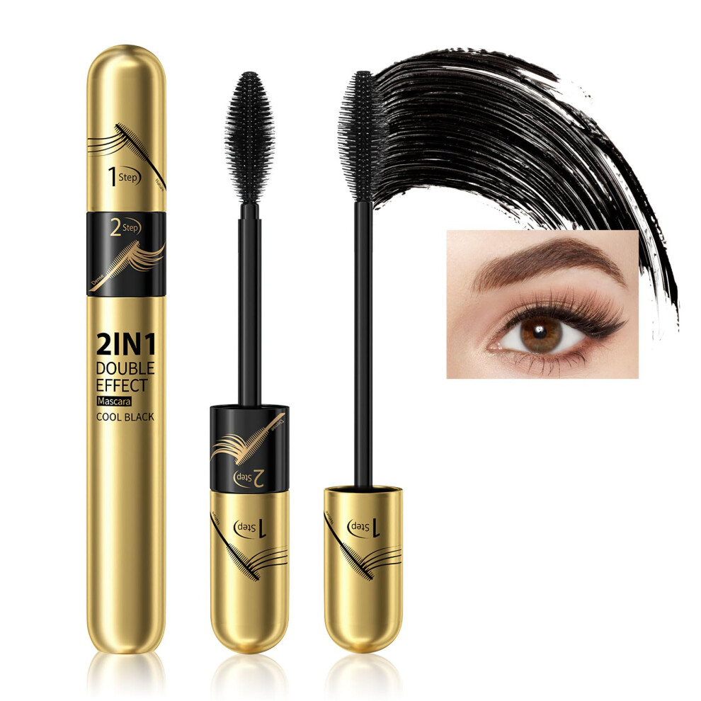Black Lengthening And Volumizing Waterproof 4D Silk Fiber Lash Mascara For Eyelash Extensions
