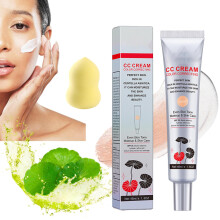 Hydrating CC Cream Foundation with SPF 25, Color Correcting Coverage, Centella, Light, 45ml + Sponge