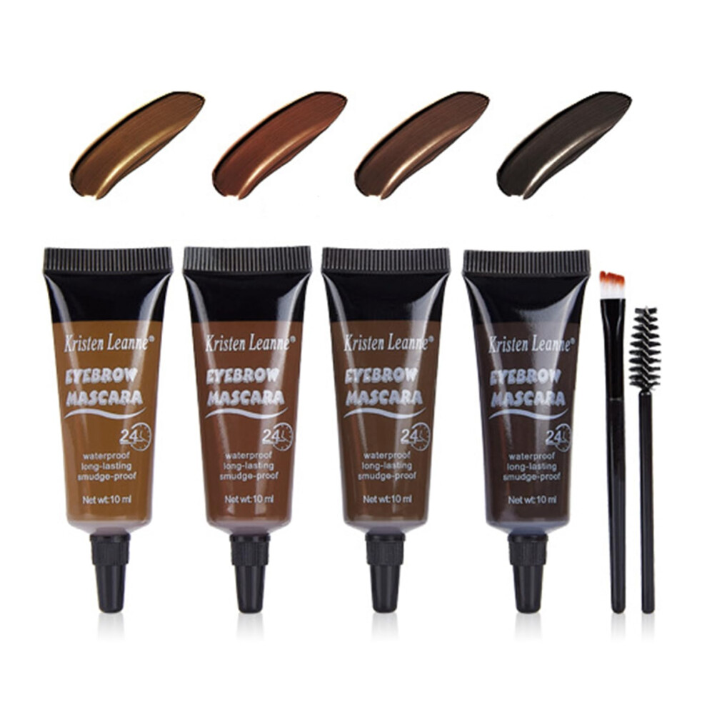 Cream Waterproof Eyebrow Gel Tint Kit With 4 Colors, 24H Brow Hold, Longlasting Smudge Proof Makeup